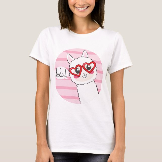 Niedliches Lama Hola T-Shirt (Vorderseite)