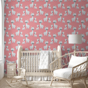 Niedliches Lama Mama Baby Kinderzimmer gekachelt Tapete