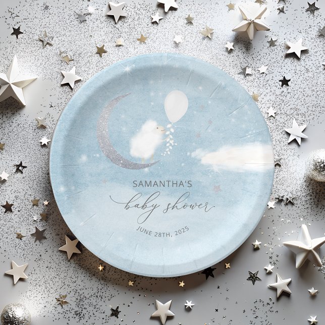 Niedliches Lamm mit Balloonendusche Pappteller (Von Creator hochgeladen)