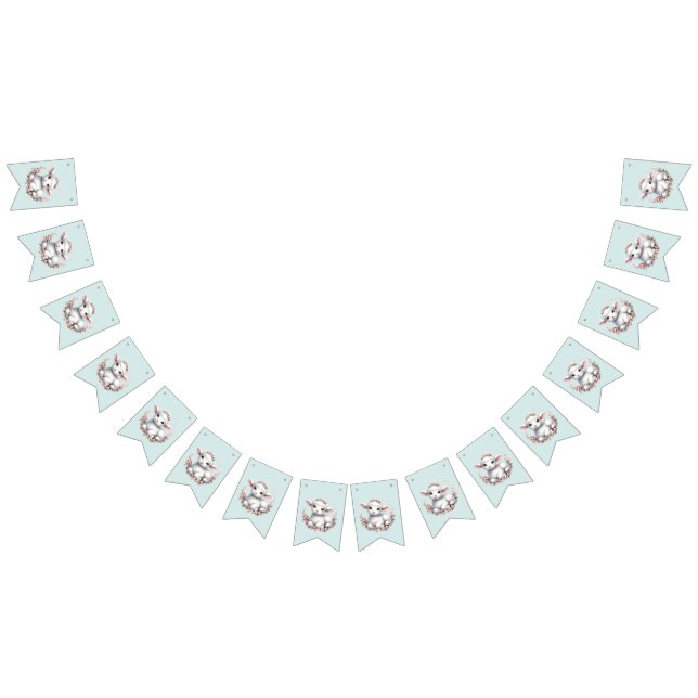 Niedliches Lamm mit Blumenkronendarstellung Wimpelkette (Alle)