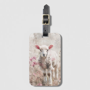 Niedliches Lamm mit Wildblumen Schafe Gepäckanhänger