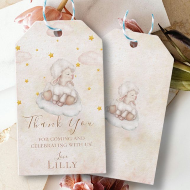 Niedliches Lamm Pinky Dust stars Baby Dusche Danke Geschenkanhänger (Von Creator hochgeladen)