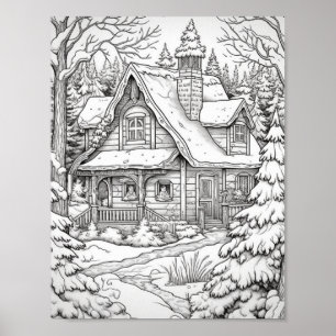 Niedliches Land Weihnachts-Erwachsenenfarben Poster