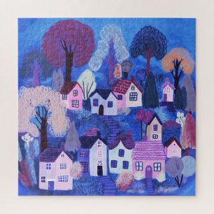 Niedliches Landdorf Illustration Wasserfarbener Ga Puzzle