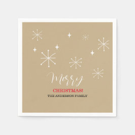 Niedliches Landdorf Schnee Weißes Weihnachtsfest Serviette