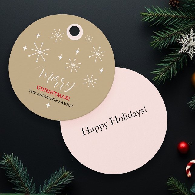 Niedliches Landdorf Schneeflocken Weihnachten Geschenkanhänger (Von Creator hochgeladen)