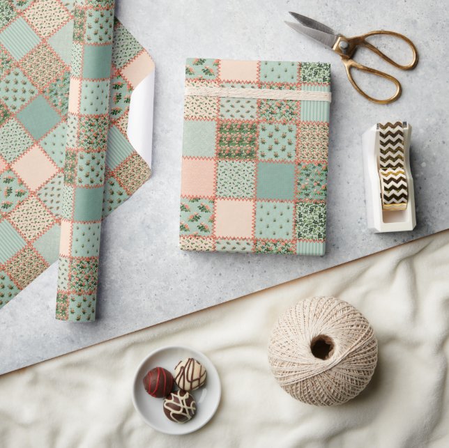 Niedliches Länderquiltmuster Party Geschenkpapier (Kunsthandwerk)
