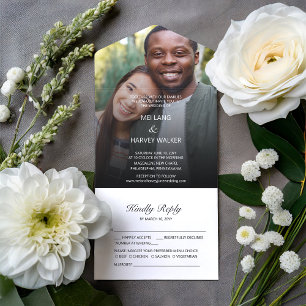 Niedliches Lässiges Foto Hochzeit All In One Einladung