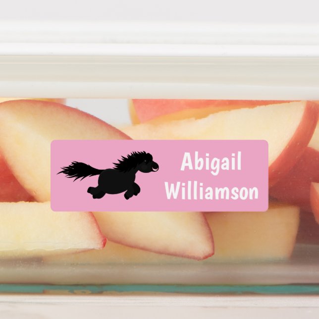 Niedliches Laufen Shetland Pony Cartoon personalis Etiketten (Befestigt)