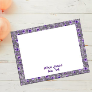 Niedliches Lavendelmuster Aquarellfarbe Blume grau Notizblock