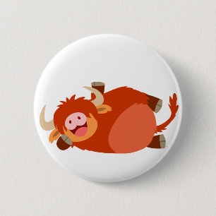 Niedliches Lazy Cartoon Highland Cow Button Abzeic