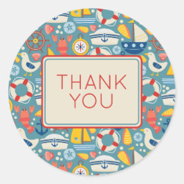 Niedliches Leben in der Nautischen See Vielen Dank Runder Aufkleber