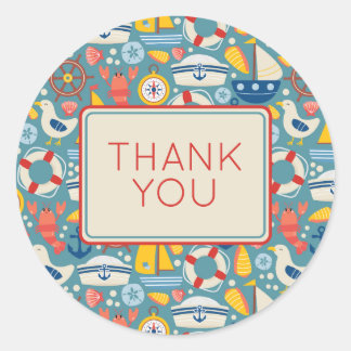 Niedliches Leben in der Nautischen See Vielen Dank Runder Aufkleber