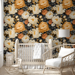Niedliches, lebendiges gelbes Peonies Chic Floral Tapete