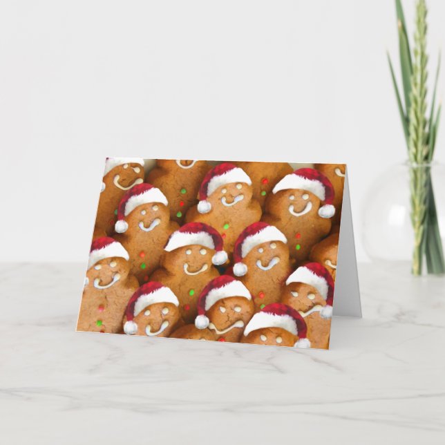 Niedliches Lebkuchen Keks Frohe Weihnachtsfeiertag Feiertagskarte (Vorderseite)