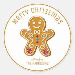 Niedliches Lebkuchen Mann Kekse Weihnachten Runder Aufkleber