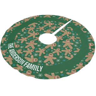 Niedliches Lebkuchen Mann Kekse Weihnachtsmuster Polyester Weihnachtsbaumdecke