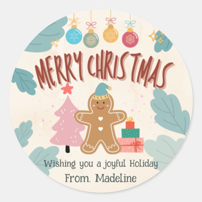 Niedliches Lebkuchen Weihnachten Weihnachten Weihn Runder Aufkleber (Vorderseite)
