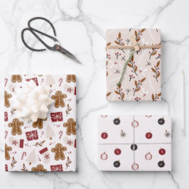 Niedliches Lebkuchen Weihnachtsfeiertag Geschenkpapier Set