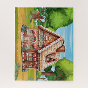 Niedliches Lebkuchenhaus im Wald Puzzle