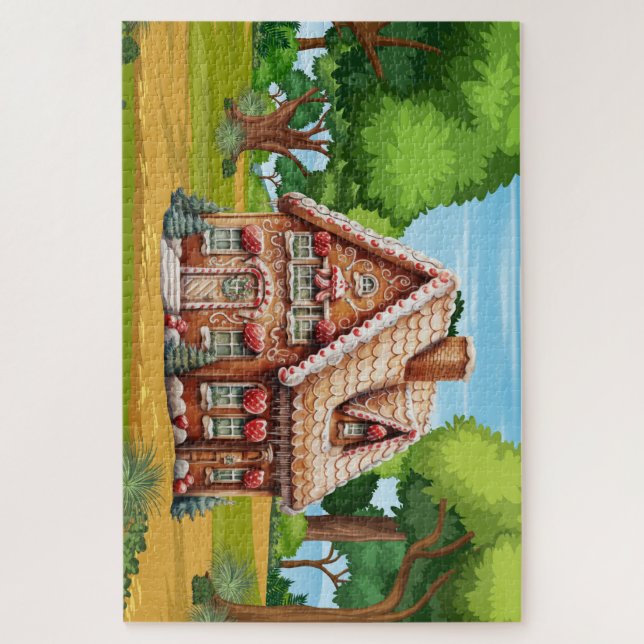 Niedliches Lebkuchenhaus im Wald Puzzle (Vertikal)