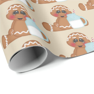 Niedliches Lebkuchenplätzchen WeihnachtsParty mit Geschenkpapier