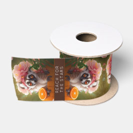 Niedliches Lemur und Orange Sommerparadies Satinband
