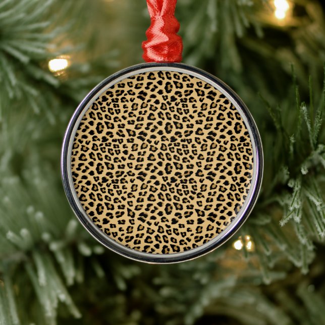 Niedliches Leopard-Druckmuster Ornament Aus Metall (Baum)