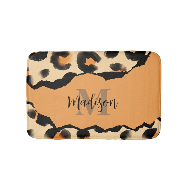 Niedliches Leopard-Monogramm Badematte (Vorderseite)