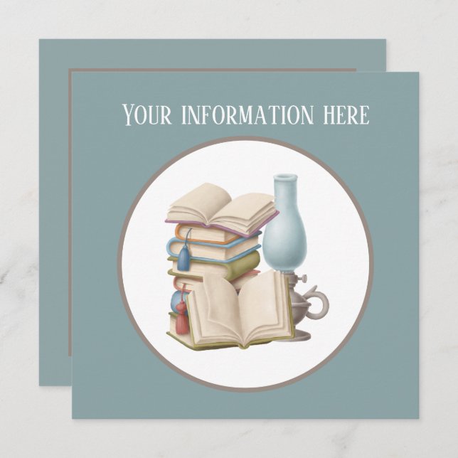 niedliches Lesebuch-Party  Einladung (Vorne/Hinten)