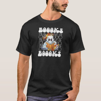 Niedliches Lesen von Büchern Ghost Spooky Retro Bu T-Shirt
