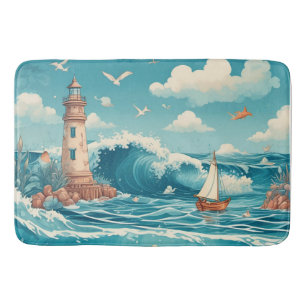 Niedliches Leuchtturm & Ocean Dreamscape Badematte