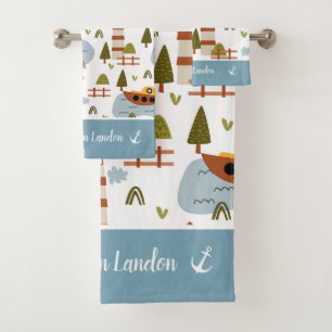 Niedliches Leuchtturm und Muster für das Kid-Boot Badhandtuch Set