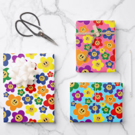 Niedliches LGBT-Regenbogen-Blume Geschenkpapier Set