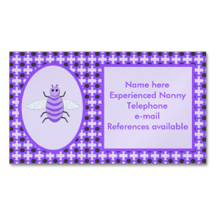 Niedliches Lila Baby Bee Gender Neutral Custom Nan Magnetische Visitenkarte