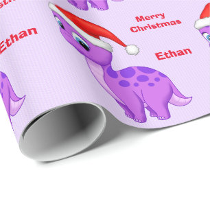 Niedliches lila Baby Dinosour mit Geschenkpapier