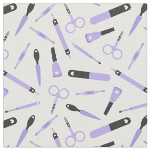 Niedliches Lila Black Manicurist-Toolmuster Stoff
