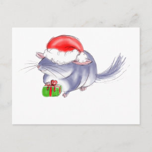 Niedliches lila Chinchilla-Weihnachten Feiertagspostkarte