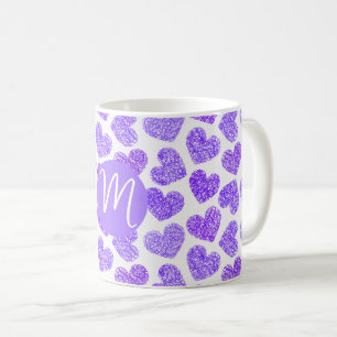 Niedliches Lila doodled Heart Valentine's Day Mono Kaffeetasse