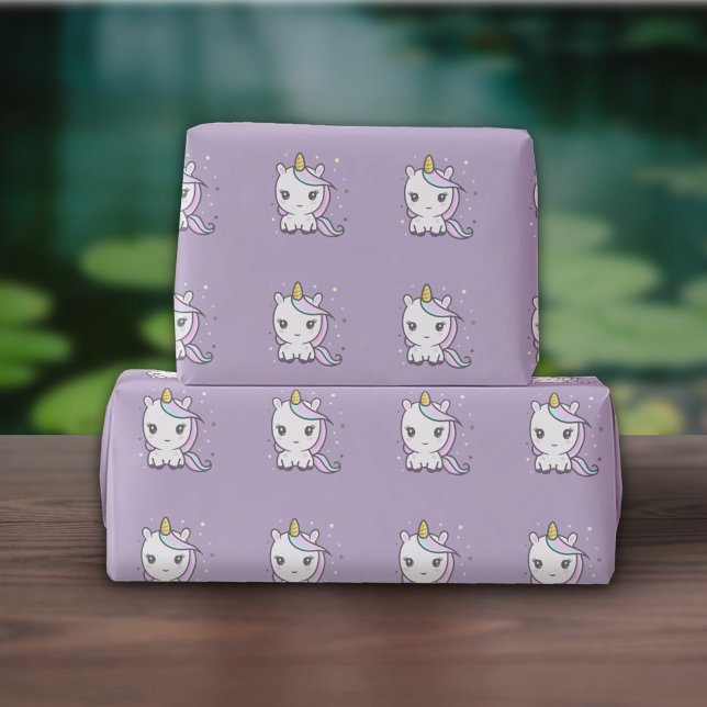 Niedliches Lila Einhornpapier Geschenkpapier (Cute Unicorn Purple Wrapping Paper)