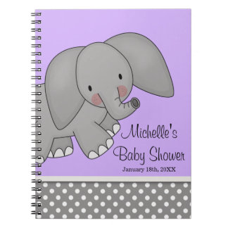 Niedliches lila Elefant-Baby-Duschen-Gast-Buch Notizblock