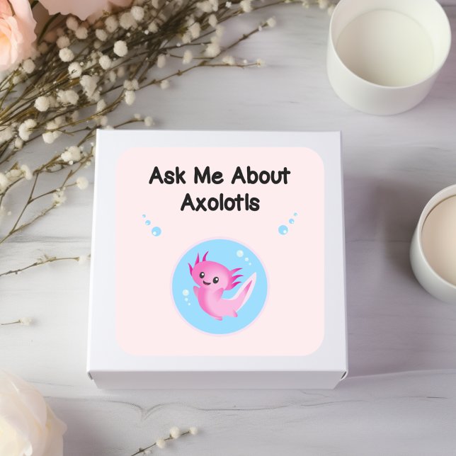 Niedliches Lila Frag über Axolotls Salamander Quadratischer Aufkleber (Von Creator hochgeladen)