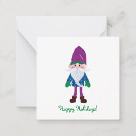Niedliches Lila Gnome Happy Holidays Mini Weihnach Mitteilungskarte