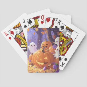 Niedliches Lila Halloween-Boo Spielkarten