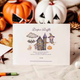 Niedliches Lila Halloween Diapper Raffle Begleitkarte