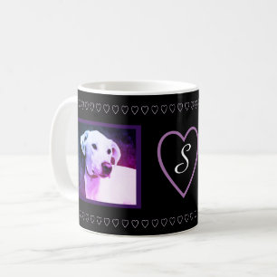 Niedliches Lila Herz Weißer Hund Liebhaber Valenti Kaffeetasse