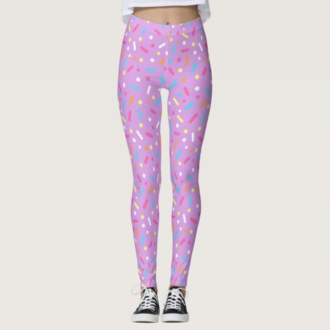 Niedliches Lila Icing mit Sprinklen Donut Leggings (Vorderseite)