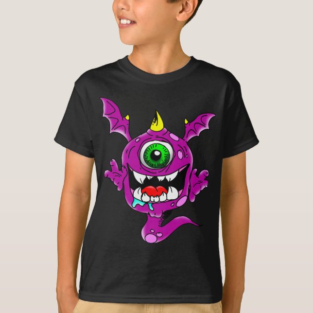 Niedliches lila Leute-Esser-Monster T-Shirt (Vorderseite)
