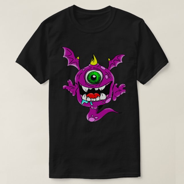 Niedliches lila Leute-Esser-Monster T-Shirt (Design vorne)