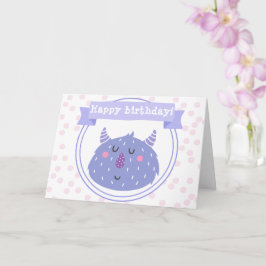 Niedliches Lila Monster - Kindergeburtstag Karte